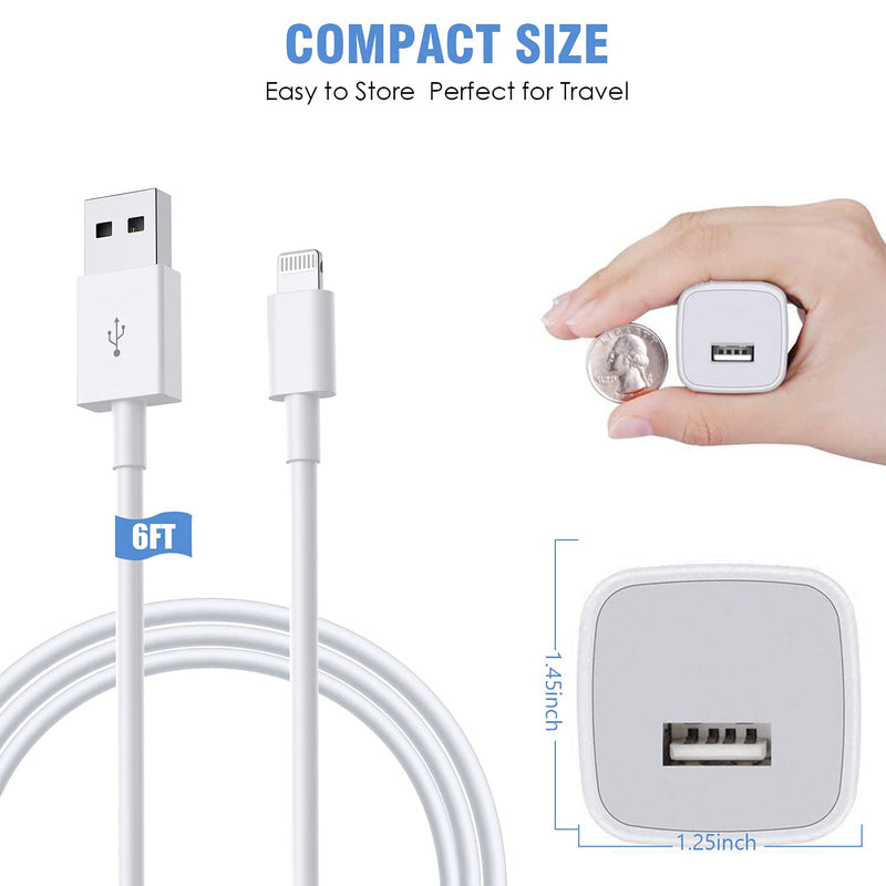 [Australia - AusPower] - iPhone Charger, [Apple MFi Certified] 6FT 2Pack USB Fast Charger Charging Cube Durable Compact Power Adapter Travel Plug & Lightning Cable Cord Compatible iPhone 12/12 Mini/12 Pro/Pro Max/11/Pro/Xs/XR 