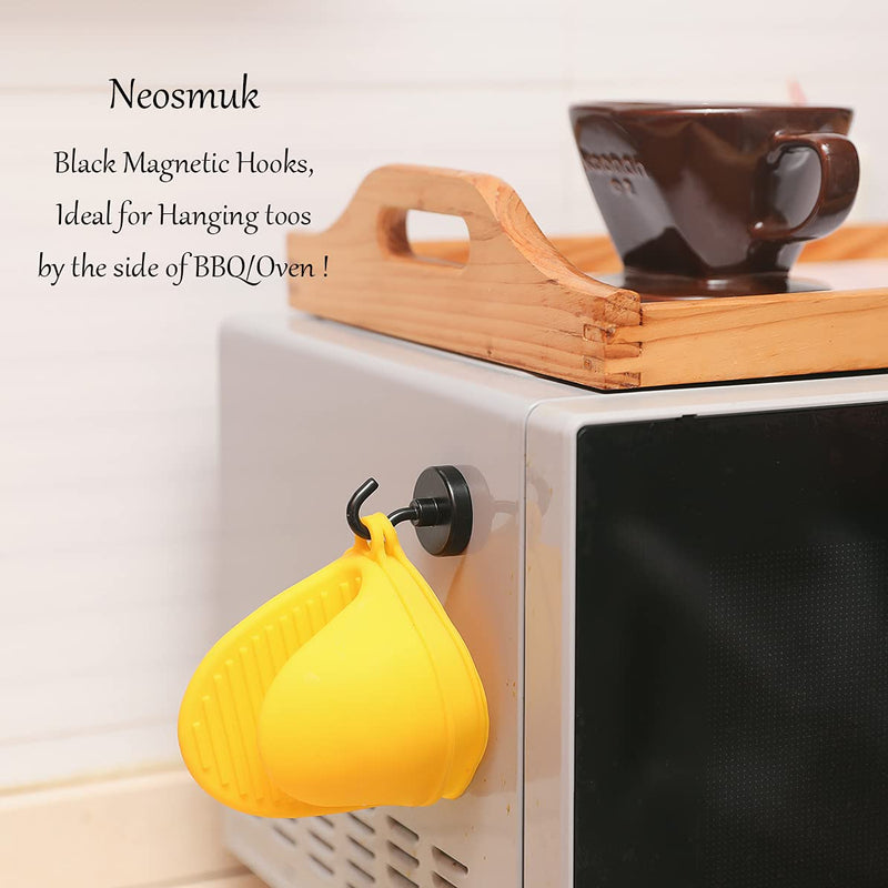 [Australia - AusPower] - Neosmuk Black Magnetic Hooks Heavy Duty,100 lb Extra Strong Magnet with Metal Hook for Refrigerator, Super Magnet for Cruise,Grill, Kitchen,Classroom,Large Magnetic Hanger for Door,BBQ,Tools. 4 Pack 