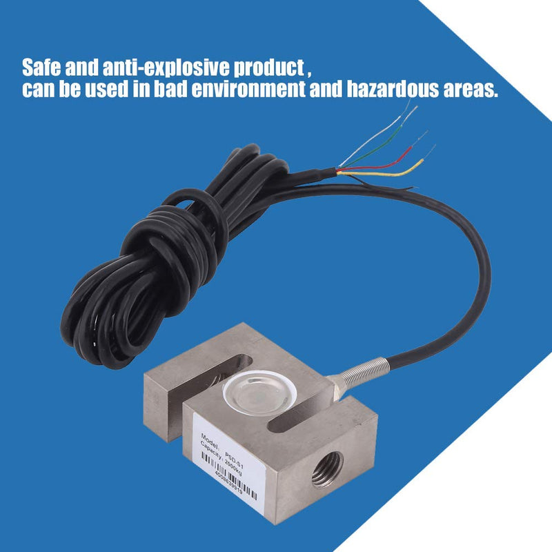 [Australia - AusPower] - Portable S-type Beam High-Precision Load Cell Scale Sensor 50/100/ 300/2000 KG for Hopper Weight High Pressure Tension Weighing(2000kg) 