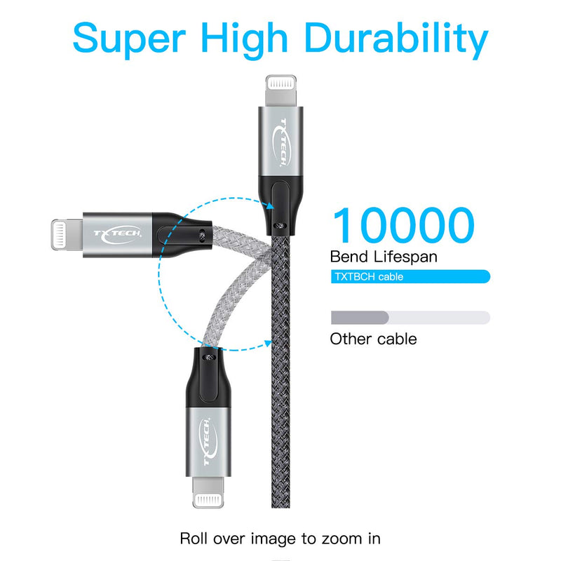 [Australia - AusPower] - USB C to Lightning Cable TXTECH Type c to Lightning[1.64ft MFi Certified]Supports Power Delivery Charging Data sync Type C Cord Compatible with iPhone 12mini 12 pro 11 Pro Max/X/XS/XR/XS Max 0.5m Space gray 