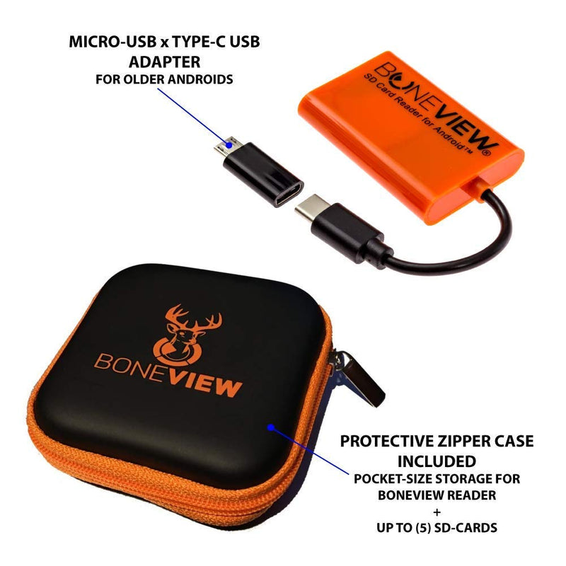[Australia - AusPower] - SD Card Reader for Android - Type C USB Trail Camera Viewer, Photo & Video from All Game Cam Memory on Any Smart Phone, Samsung, Moto, LG + Free MicroUSB OTG Adapter, Includes Zipper Case 