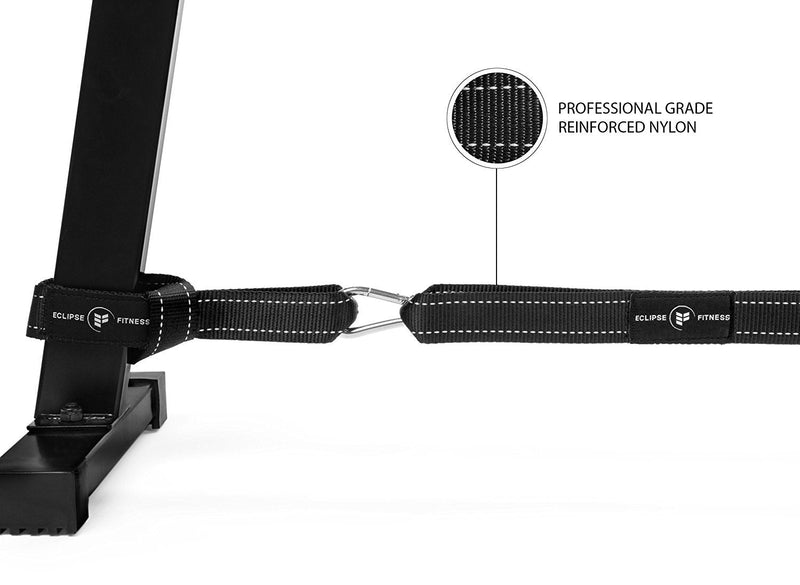[Australia - AusPower] - Battle Rope Anchor Strap Kit | Heavy Duty Reinforced Nylon | Easy and Fast Setup | Stops Rope Damage | Stainless Steel Carabiner | Includes Exercise Guide | Black with White Stripe 