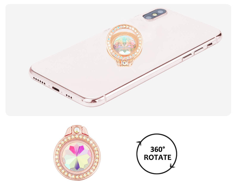 [Australia - AusPower] - lenoup Glitter Bling Bling Phone Ring Holder, Sparkle Phone Ring Artificial Diamond Stand, Rhinestone Cell Phone Finger Ring for Phones,Pad(Rose Gold) Rose Glod 