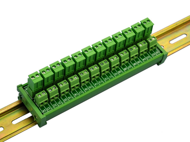 [Australia - AusPower] - Electronics-Salon DIN Rail Mount Pluggable 12x2 Position 10A / 300V Screw Terminal Block Distribution Module. (Side Wire Connects) Side Wire Connects 