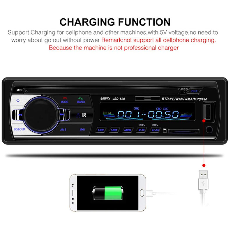 [Australia - AusPower] - PolarLander Car Radio Audio USB/SD/MP3 Player Receiver Bluetooth Hands-Free with Remote Control Black 1 Din 