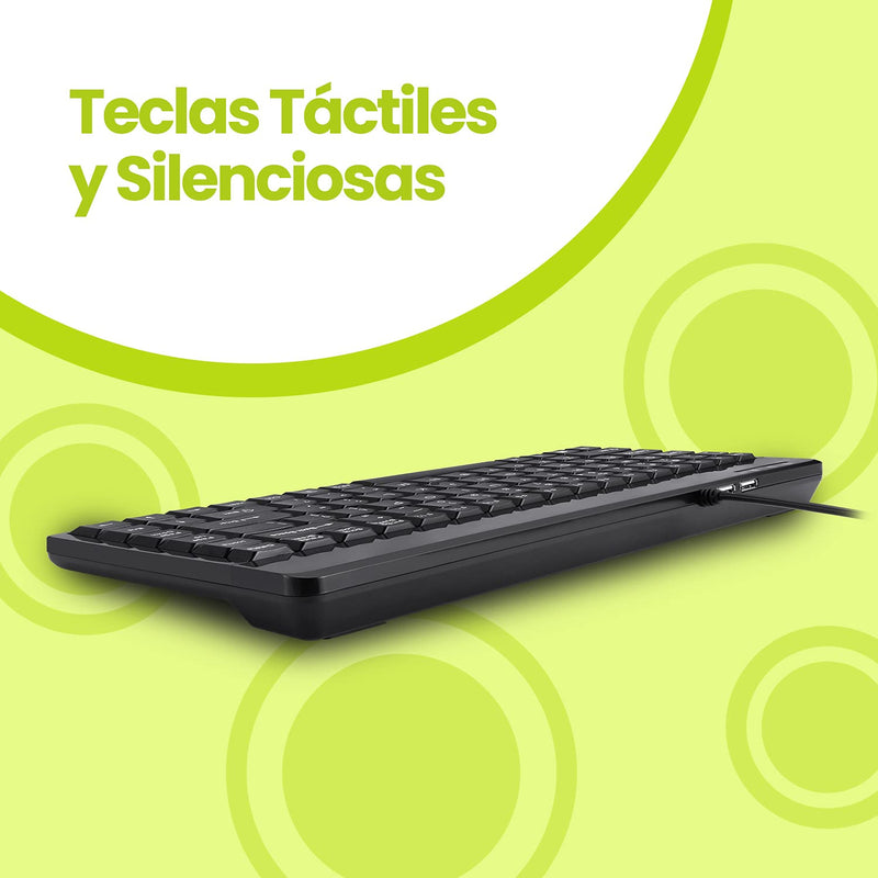 [Australia - AusPower] - Perixx PERIBOARD-409P ES Mini Teclado con PS2 Cable - 314x146x20mm - Negro - QWERTY Español 