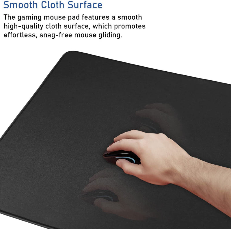 [Australia - AusPower] - Large Extended Gaming Mouse Pad with Stitched Edges, (31.5X15.7In) Durable Non-Slip Natural Rubber Base, Waterproof Computer Keyboard Pad Mat for Esports Pros/Gamer/Desktop/Office/Home-Black Black 