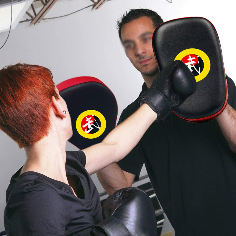 [Australia - AusPower] - TLBTEK 1Pcs Taekwondo Kick Pad PU Muay Thai Pads MMA Karate Kick Pads Kickboxing Training Pads Martial Arts Punching Pads Leather Strike Curved Kicking Shield Red 