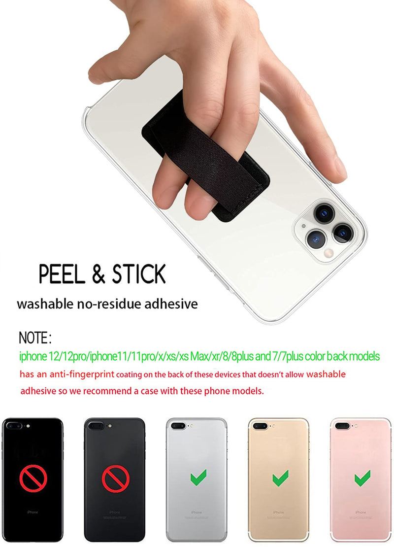 [Australia - AusPower] - WUOJI - Finger Strap Phone Holder-Phone Grip Elastic Phone Grip Strap Cell Phone Holder for Hand Ultra-Thin Phone Strap Holder for Hand,Phone Ring Grip -2Pack(Black) 