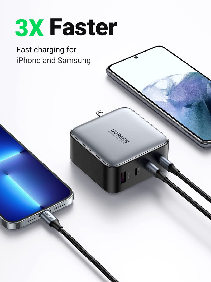 [Australia - AusPower] - UGREEN 100W USB C Wall Charger - 4 Port GaN PD Fast Charger USB-C Power Adapter Compatible with MacBook Pro/Air, Dell XPS, iPad Mini/Pro, iPhone 13/13 Pro Max/iPhone 12, Galaxy S22 Ultra/S21, Pixel 