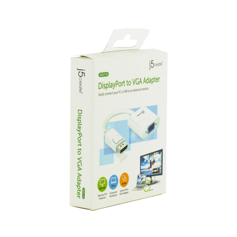 [Australia - AusPower] - j5create DisplayPort to VGA Adapter- 4K 1080p @ 60 Hz | 1.62 Gbps and 2.7 Gbps | Compatible with Apple iMac or MacBook, PC, HDTV, Projectors and More 