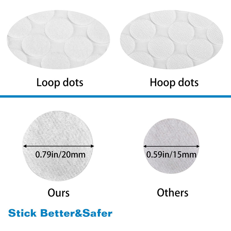 [Australia - AusPower] - WXBOOM 1400pcs (700 Pairs) Self Adhesive Dots 0.79" Sticky Hook Nylon Coins 20mm Loop Strips with Waterproof Glue Tapes for School Classroom Home 