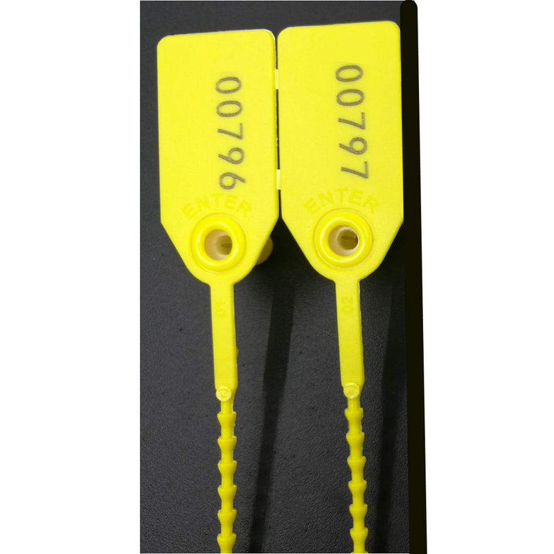 [Australia - AusPower] - 250mm Pull-Tite Plastic Security Seals Shipping Tags Disposable Signage Numbered(Package of 100) (Yellow) 100pcs Yellow 