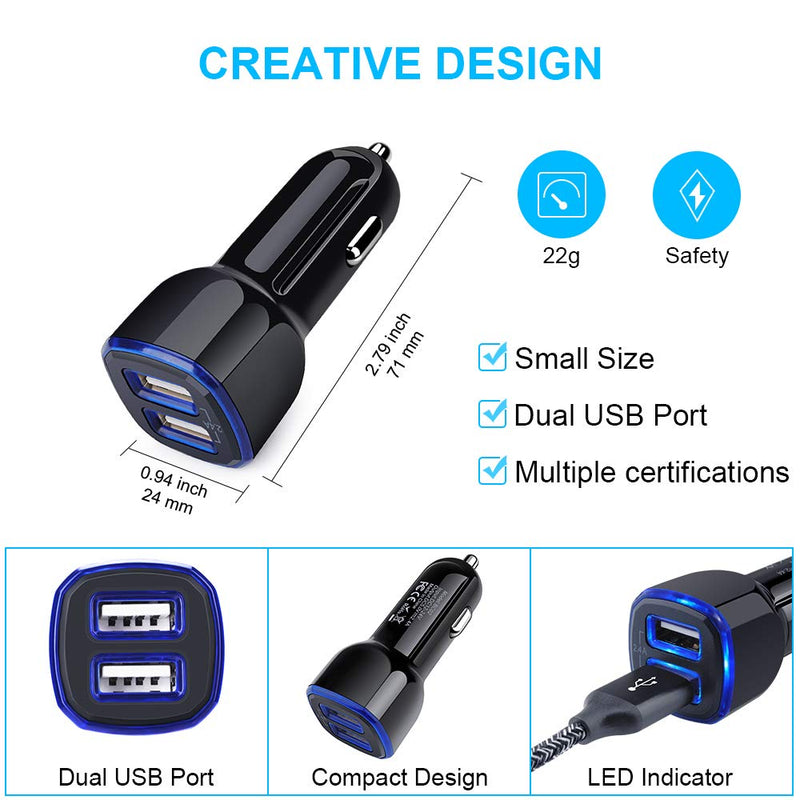 [Australia - AusPower] - Car Charger Adapter for Samsung Galaxy A20 A21 A10E A01 A50 A11 A9 A51 A71 A12 A32 A52 A72 A70 A80 S22 S21 S20 S10 Note 20 Ultra, Moto G7/G6/X4/Z4/Z3, USB C Car Charger Plug Type C Fast Charging Cable 
