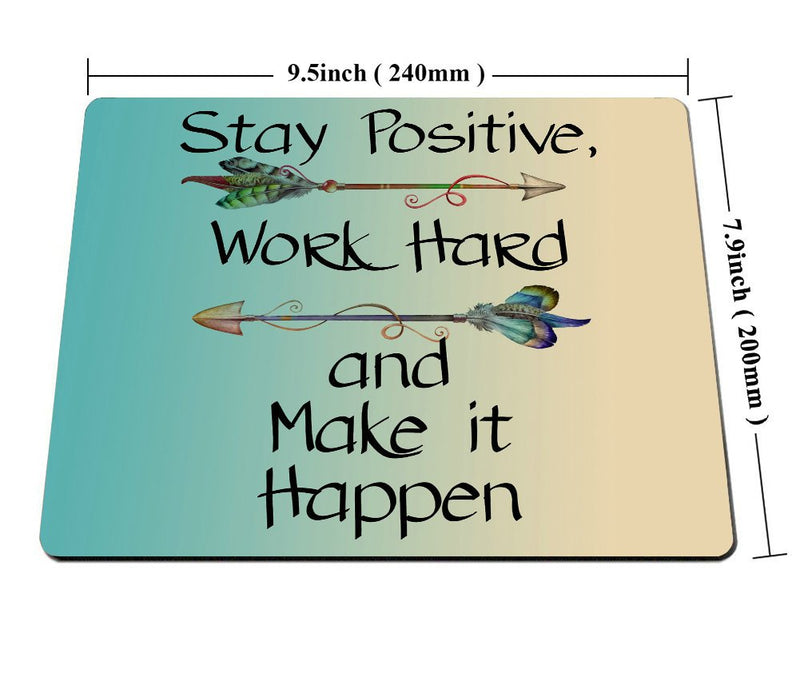 [Australia - AusPower] - Smooffly Gaming Mouse Pad Custom,Stay Positive Work Hard and Make It Happen Motivational Sign Inspirational Quote Mouse Pad Motivational Quotes for Work SM-12 