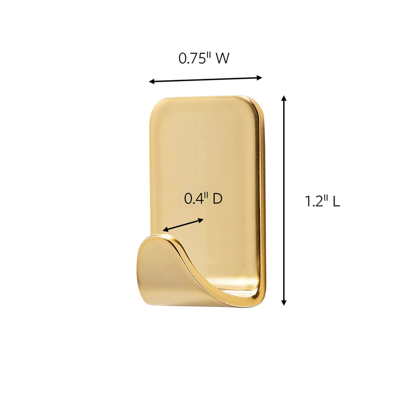 [Australia - AusPower] - Command Small Metallic Hooks, Brass Color, 4-Hooks, 5-Strips, Decorate Damage-Free 4 Hooks 