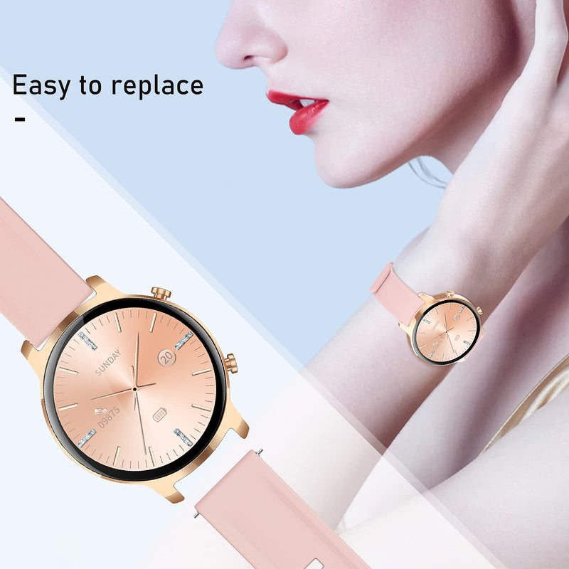 [Australia - AusPower] - 20mm Smart Watch Bands, Adjustable Soft Silicone Smart Watch Replacement Straps Band for Nemheng N1 Smart Watch Pink 