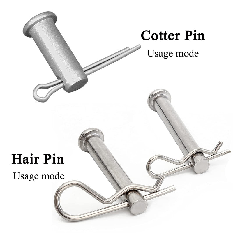 [Australia - AusPower] - 60 Pcs Cotter Pin Hair Pin Assortment Kit, Zinc Plated R Clip Key Fastener Fitting Set for Use on Hitch Pin Lock System Automotive Marine Tractors Mower Carts Truck Engine Repair, 12 Size 2 Style 