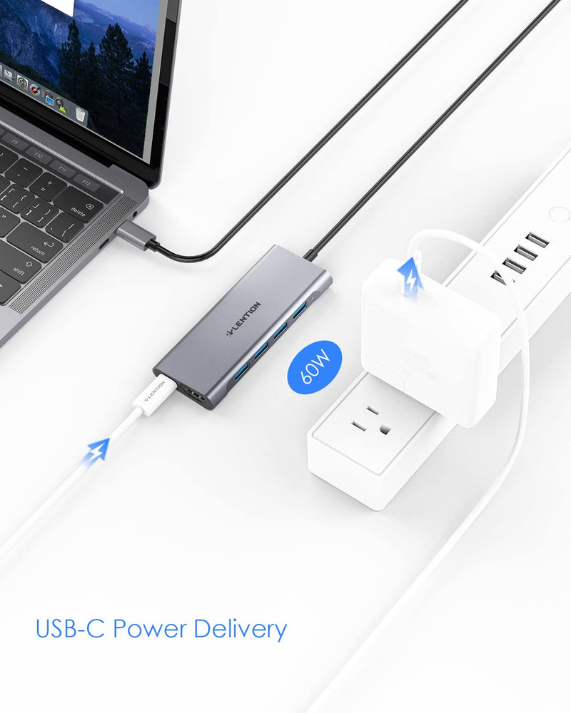 [Australia - AusPower] - LENTION 3.3FT Long Cable USB C Multiport Hub with 4K HDMI, 4 USB 3.0, Type C Charging Compatible 2022-2016 MacBook Pro, New Mac Air/iMac/Mac Mini, More, Stable Driver Adapter (C35-1M, Space Gray) 