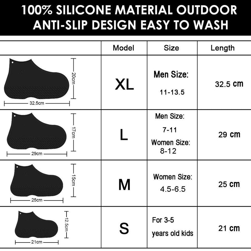 [Australia - AusPower] - LEGELITE Reusable Silicone Waterproof Shoe Covers, No-Slip Silicone Rubber Shoe Protectors for Kids,Men and Women Large (Pack of 1) Clear 