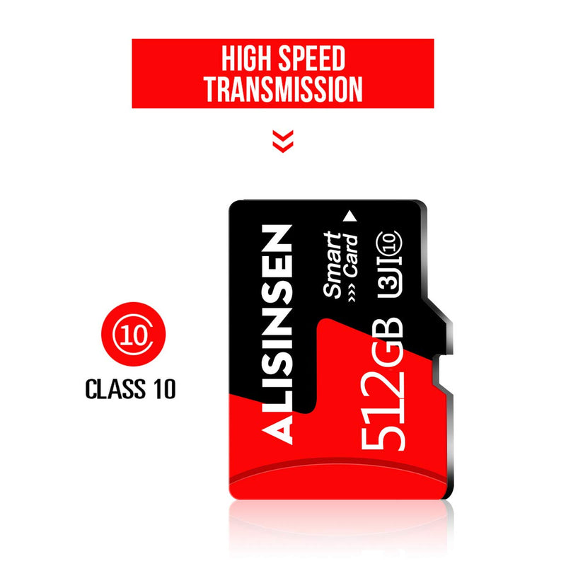 [Australia - AusPower] - Micro SD Card 512GB Memory Card for Dash Cams&Action Camera,Surveillance&Security Cams 512GB TF Card with A Free Card Adapter 