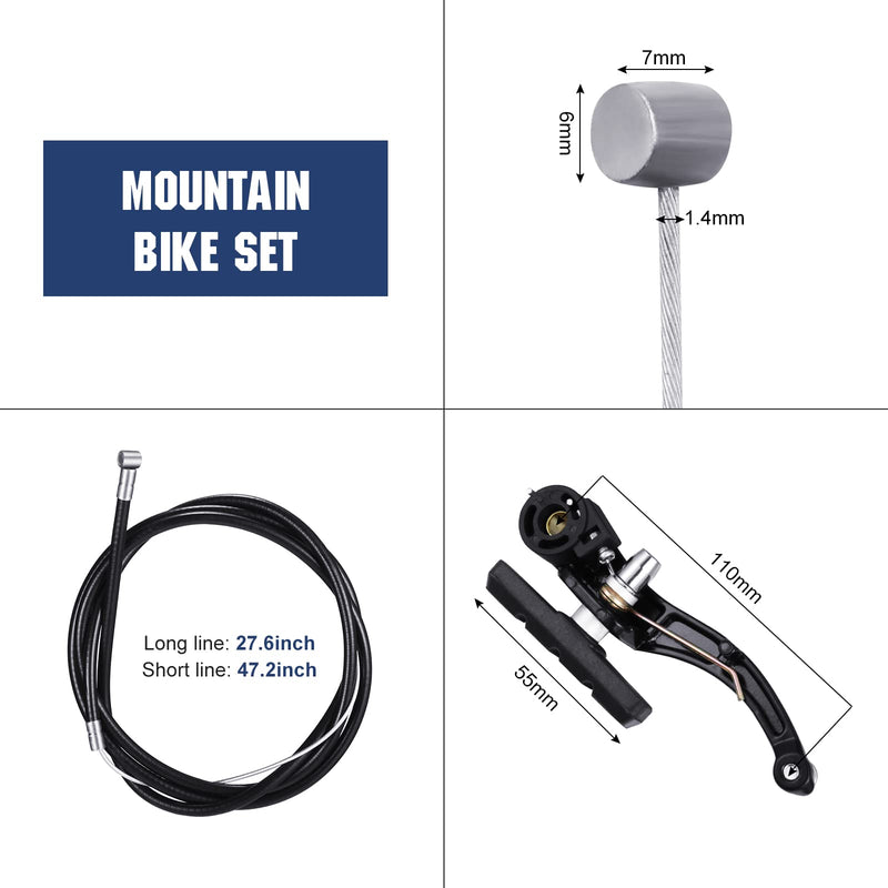[Australia - AusPower] - Riakrum 2 Sets Bike Brakes Include 2 Pairs V-Type Brakes with 2 Pieces Braking Cables and 4 Pieces Cable End Caps for Mountain Bikes 