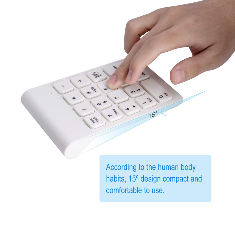 [Australia - AusPower] - Wireless Numeric Keypad, TRELC Mini 2.4G 18 Keys Number Pad, Portable Silent Financial Accounting Numeric Keypad Keyboard Extensions with Wireless Mouse for Laptop, PC, Desktop, Notebook (White) White 