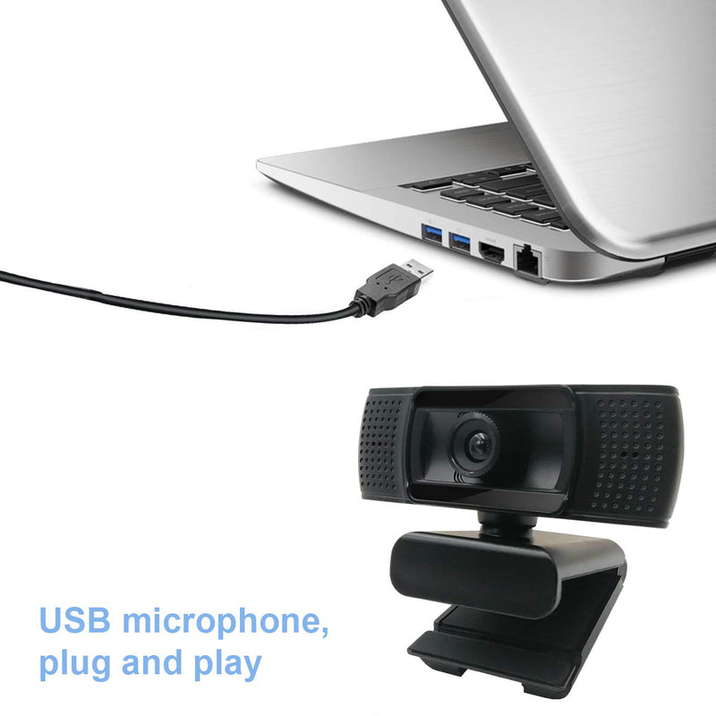 [Australia - AusPower] - Anivia 1080p HD Fixed Focus Webcam, USB Camera with Microphone Free Cover Slide, Mini Plug and Play Video Calling Computer Camera, Built-in Mic, Flexible Rotatable Clip(The Tripod not Included) 