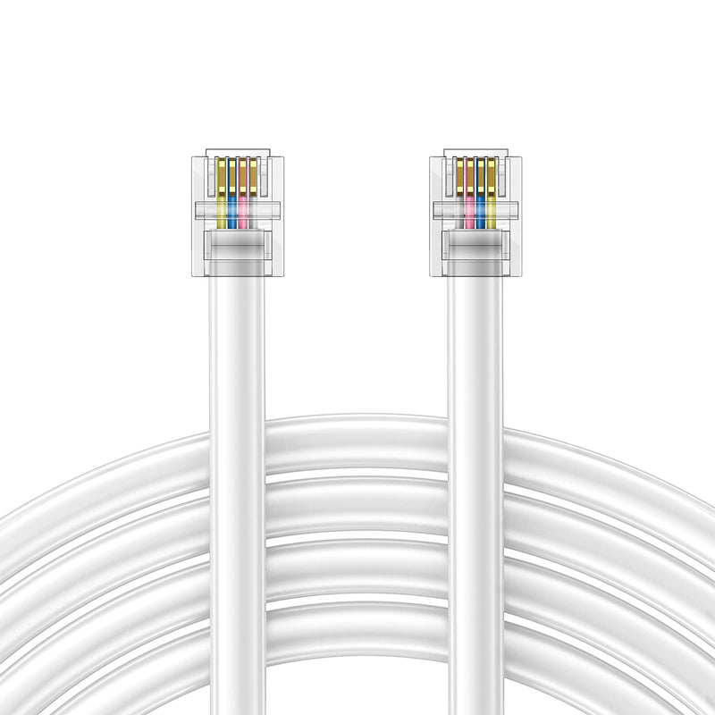 [Australia - AusPower] - 6-foot telephone landline extension cord cable cord with standard RJ-11 6P4C plug (White 3Pack) 6-feet-(White) 