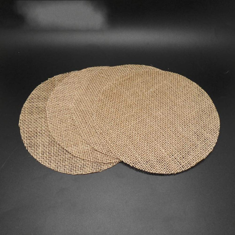 [Australia - AusPower] - 12Pcs Rustic Burlap Linen Doilies Mat Round Placemats Cup Mat Coaster Table Decorations for Wedding Holiday Home Party Dining Table, 6 Iinches 