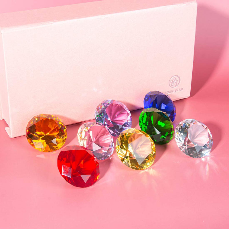 [Australia - AusPower] - LONGWIN 30mm (1.2 inch) Crystal Diamond Paperweight Pirate Gems Birthstone Table Decorations Christmas Centerpiece Gift for Kids Multicolor Gift Packing 