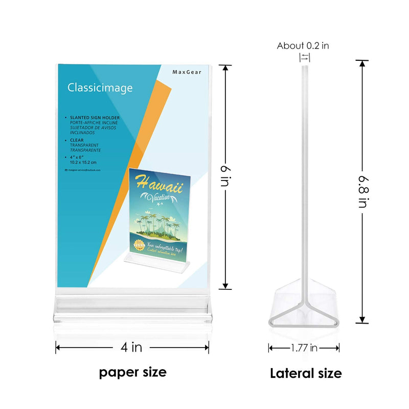 [Australia - AusPower] - MaxGear Acrylic Sign Holder-Table Card Display-4 X 6 inches Clear Sign Display Holder-Plastic Table Menu Stand -Double Sided Ad Picture Frame for Office, Home, Store, Restaurant, 