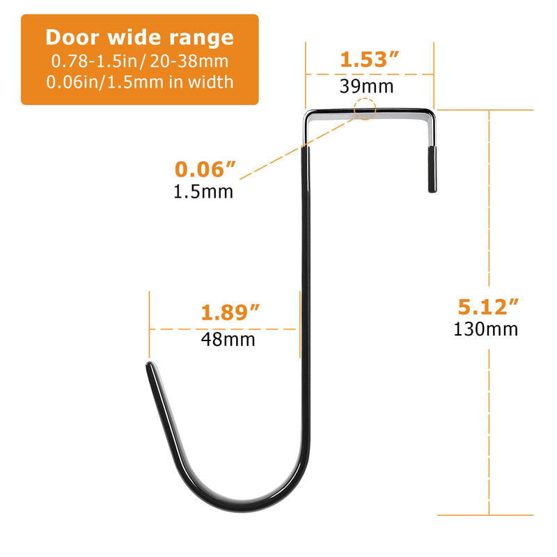 [Australia - AusPower] - Damita Over The Door Hooks Black 4 Pack Over The Door Towel Hanger for Coat Hangers Sturdy Stainless Steel Hooks for Hanging Coats 