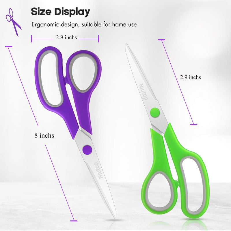 [Australia - AusPower] - Scissors Bulk Set of 5-Pack, Niutop 8" Multipurpose Sharp Scissors for Office Home High/Middle School Student Teacher Scissor Supplies Kit, Soft Comfort-Grip Right/Left Handles, Back to School Gift 
