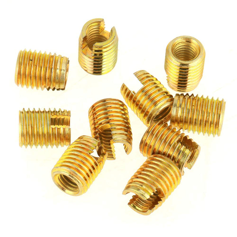 [Australia - AusPower] - Quick Thread Insert, 50Pcs Brass Tone Self Tapping Thread Slotted Inserts Combination Set Repair Thread Tool with a Storage Case 