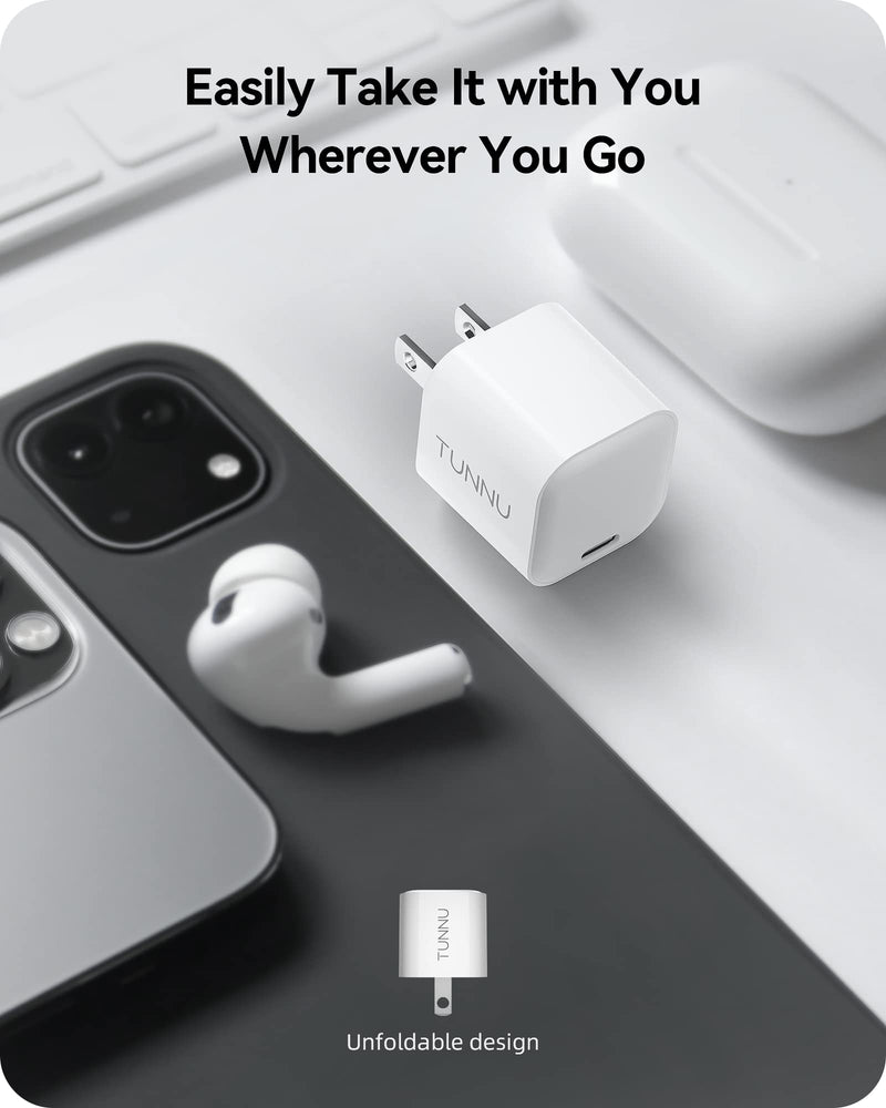 [Australia - AusPower] - 30W USB C Fast Wall Charger: TUNNU Mini GaN III PD Charging Block - PPS 33W Power Adapter for Type C Smartphone Tablet - Compatible with Apple iPhone 13/12/Pro iPad Samsung Google Pixel MacBook Air 