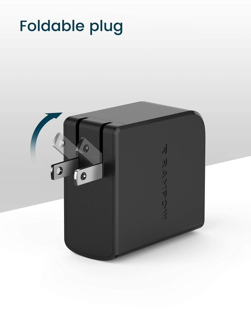 [Australia - AusPower] - Dual USB Wall Charger, RAMPOW 39W Quick Charge 3.0 with Foldable Plug, Fast Charger Compatible with iPhone 11 Pro Max/12 Pro Max/Mini/Xs/XS Max/XR/X/8, iPad, Samsung, HTC, LG and More Black 