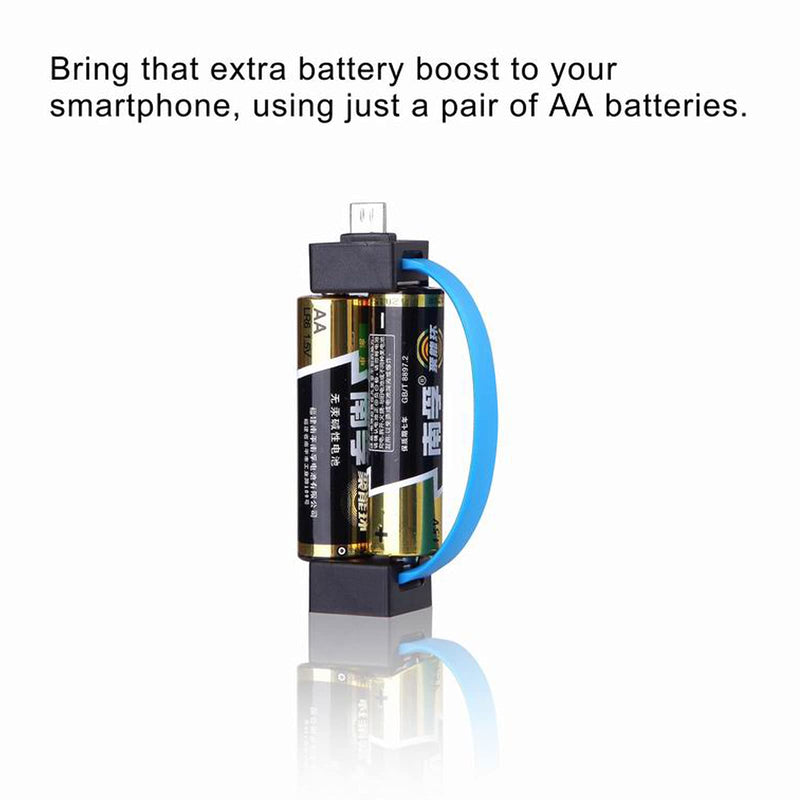 [Australia - AusPower] - CACACOL Portable Magnetic AA/AAA Battery Phone Emergency Charger with MicroUSB-Lightning Adapter and MicroUSB-TypeC Adapter Suit for Cell Phone Smart Devices Blue 