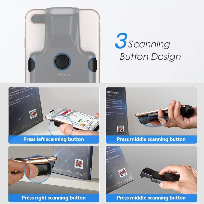 [Australia - AusPower] - Upgraded Eyoyo 2D Bluetooth Android Barcode Scanner, Portable Back Clip Wireless 1D 2D QR Barcode Reader PDF417 Data Matrix Code Image Scanning Compatible with iPhone, iOS 
