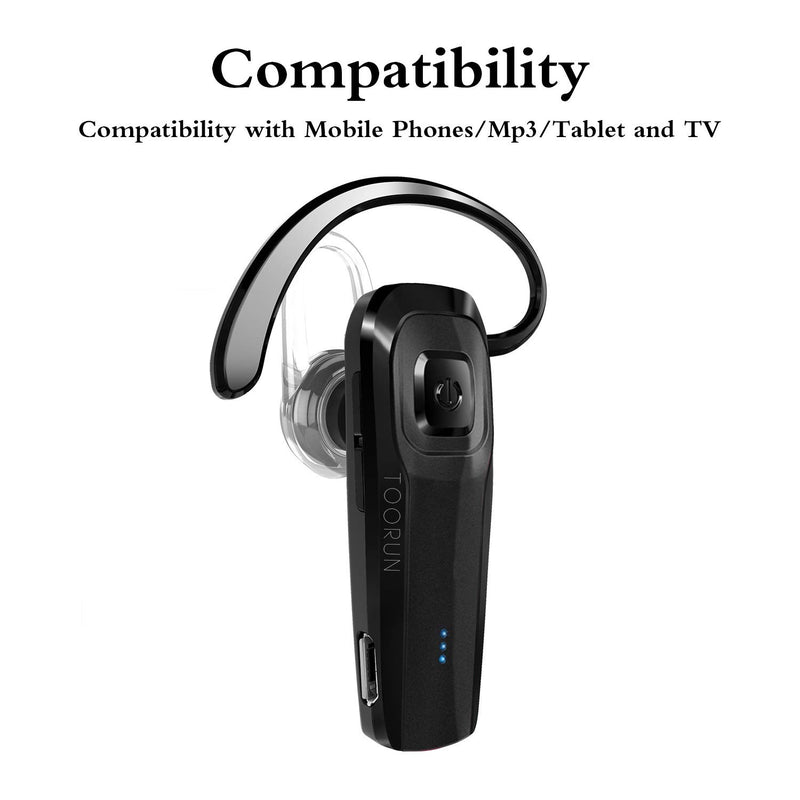 [Australia - AusPower] - TOORUN M26 Bluetooth Headset with Noise Cancelling Compatible with Smart Phones LG G7 Samsung Note9 S9 iPhone Xs MAS Moto Z3 P30 Google pixel3 ZTE Axon-Black 