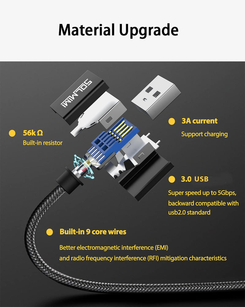 [Australia - AusPower] - USB C Female to USB Male Adapter 4FT, SOLMIMI Double-Sided Type C to USB 3.0 Male Adapter with 5Gbps High-Speed Data Transmission for Laptop, Charger, Power Bank, U Disk 120CM/4FT 