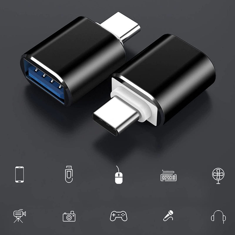 [Australia - AusPower] - cozyroom USB Type-C to ,2 Pack USB-C 3.0 Adapter,OTG Adapter Converter Head OTG with MacBook Pro , Air 2020 and More Type C Devices (Black), 1.25inch X 0.5 X0.2inch Black 