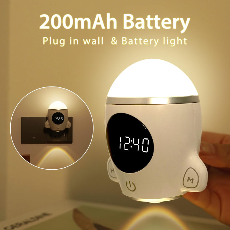 [Australia - AusPower] - QANYI Night Lights Plug into Wall, Space Rocket LED with Rechargeable and Remote, Time Clock, Dimmable Lights for Kids Room Bedroom Hallway Kitchen Bathroom White 