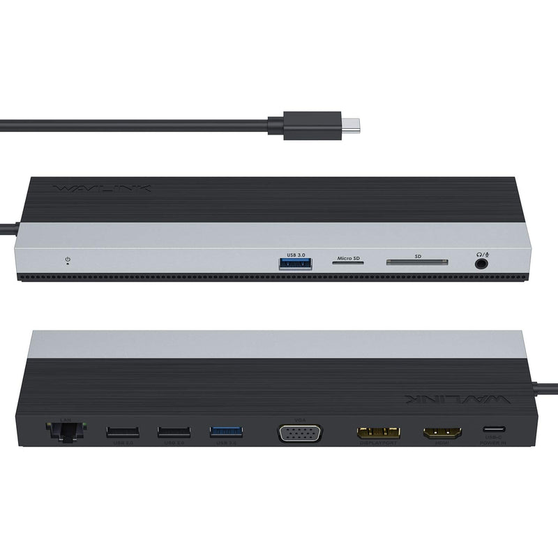 [Australia - AusPower] - WAVLINK USB C Hub/Docking Station, Triple Display Type C Adapter with HDMI, DisplayPort, VGA, Ethernet, 2 USB 3.0/2.0, SD/TF Card Reader, 3.5mm Audio Jack, 100W PD3.0 for Mac Windows and More DP+HDMI+VGA 