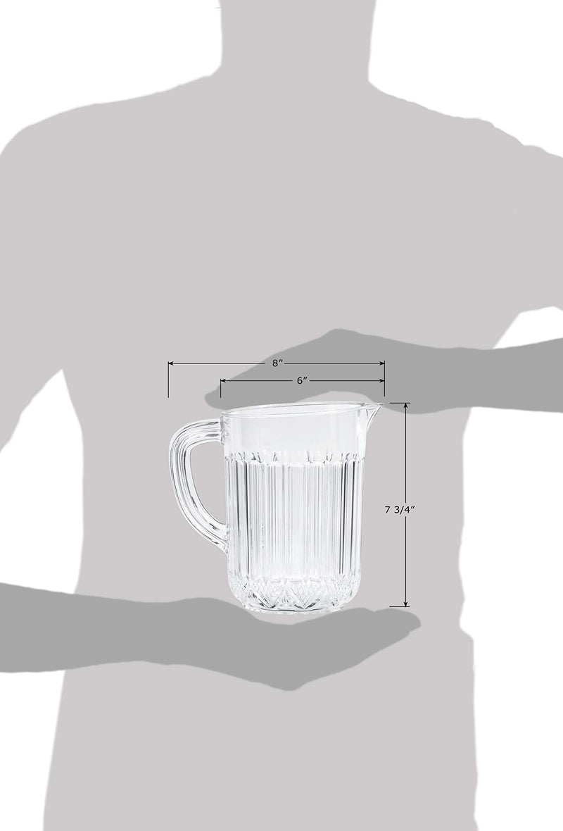 [Australia - AusPower] - Red Co. Clear Polystyrene Ribbed Pitcher with Closed Handle for Water, Iced Tea, Lemonade, Sangria - 64 Ounce - Made in USA 