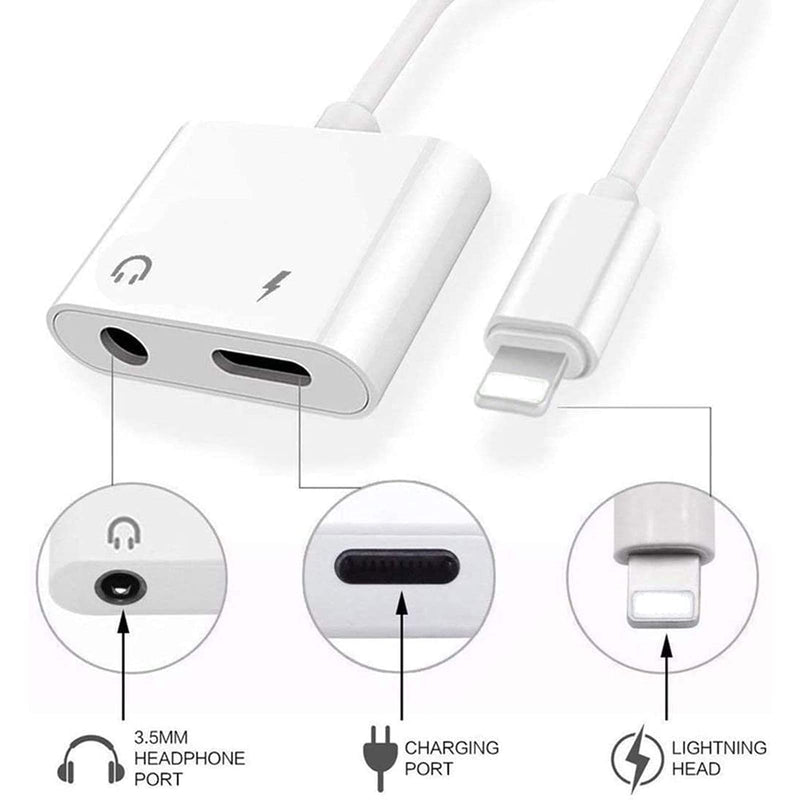 [Australia - AusPower] - Giom 2Pack MFi Certified iPhone Headphones Adapter & Splitter DESOFICON Dual Lightning 3.5mm Charge Cable Aux Audio Adapter Compatible with iPhone 12/11/XS/XR/X/8/7 Converter Charging+Music Control 