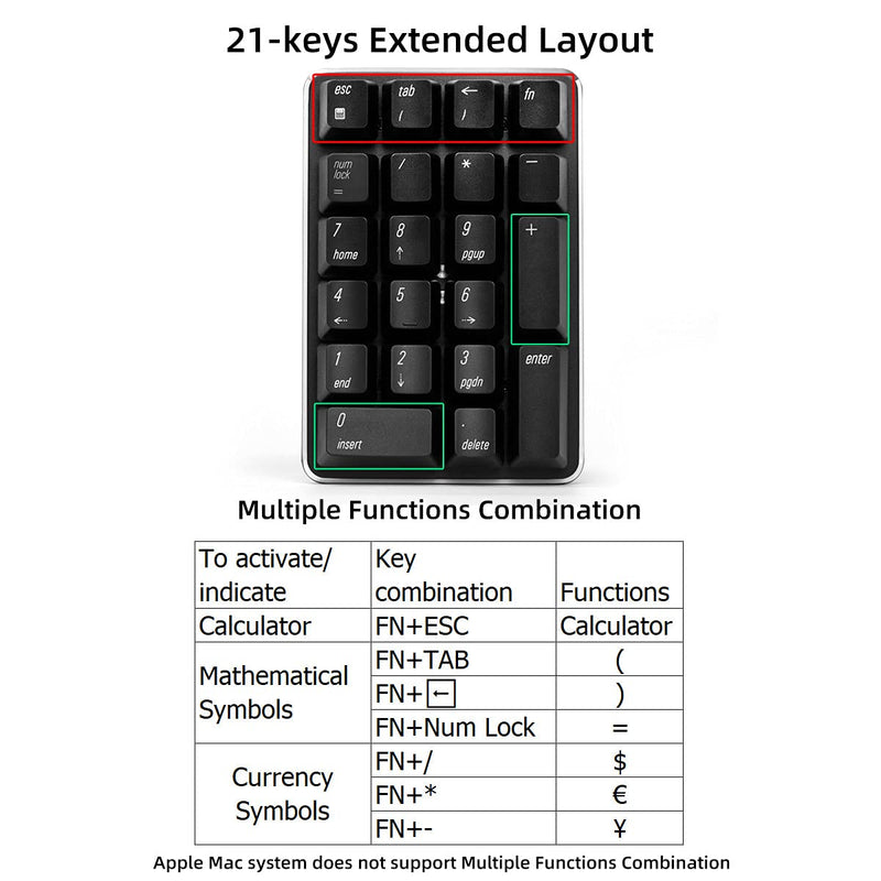 [Australia - AusPower] - Mechanical Numeric Keypad GATERON Red Switch 2.4G Wireless Gaming Keypad 21 Keys Mini Numpad Portable Keypad Extended Layout Black Magicforce by Qisan 