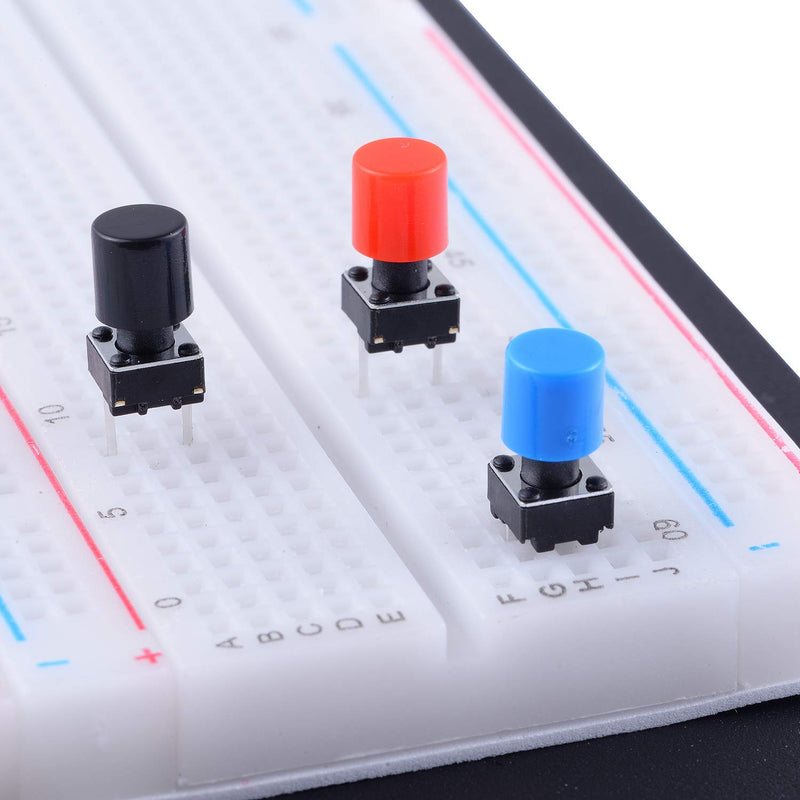 [Australia - AusPower] - Cylewet 70Pcs 6×6×8mm Momentary Tactile Tact Push Button Switch with Button Caps of 7 Color for Breadboard Arduino (Pack of 70) CYT1115 