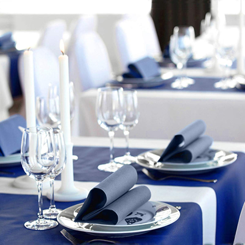 [Australia - AusPower] - KMAKII Navy Blue Disposable Dinner Napkins Linen-Feel Colored Paper Napkins Premium Cloth Like Napkins Ideal For Restaurant, Events, Weddings&Party,50 Pack 16 x 16 inches 