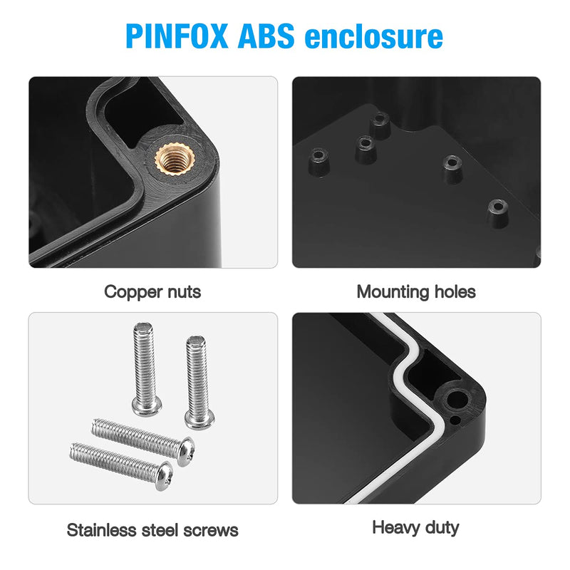 [Australia - AusPower] - PINFOX 2 Pack Black Waterproof Plastic Project Box ABS IP65 Electronic Junction Box Enclosure 3.94 x 2.68 x 1.97 inch (100 x 68 x 50 mm) 3.94"x2.68"x1.97" (2 PCS) 